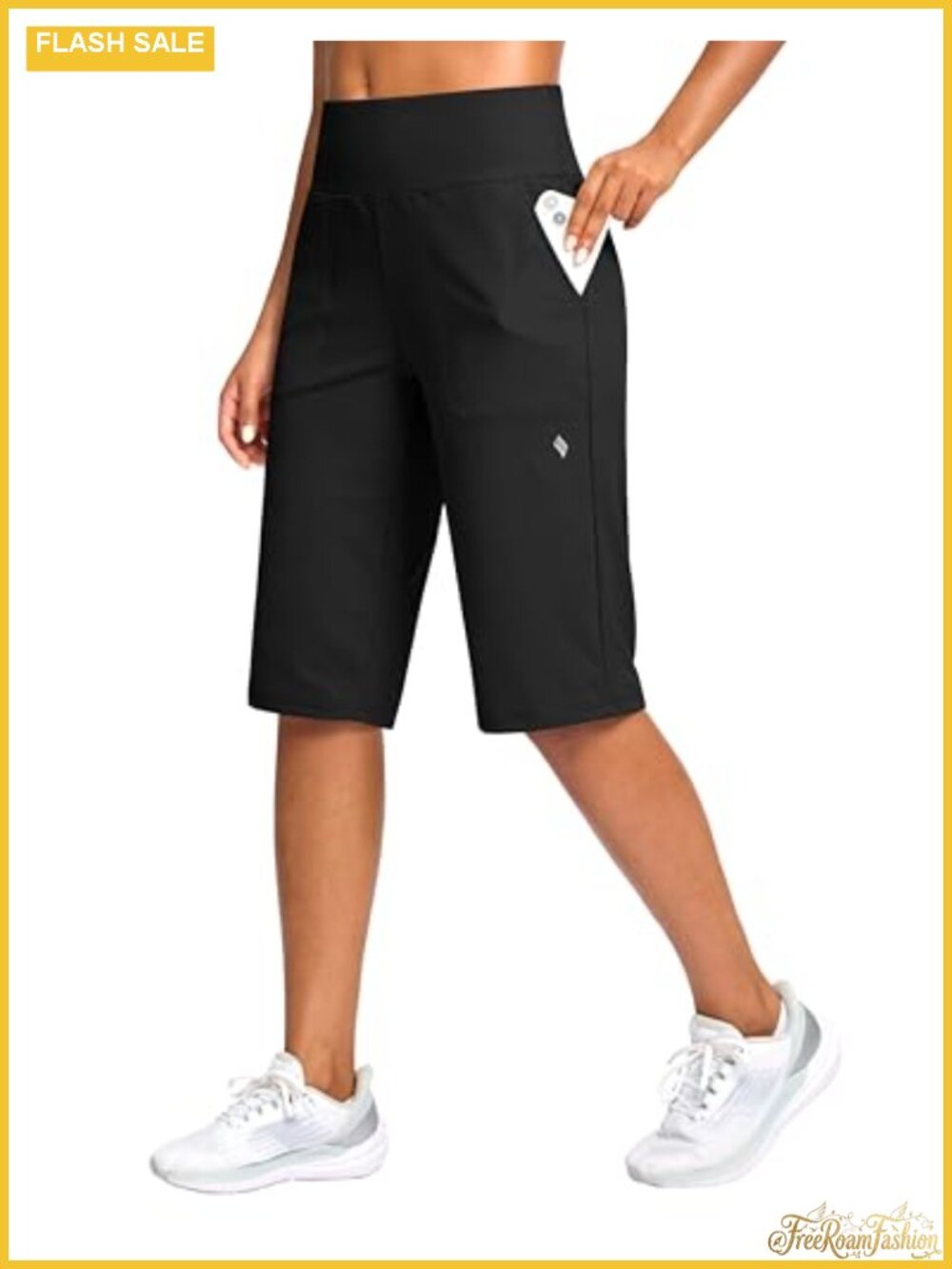 Women's 14" Inseam High Waisted Bermuda Shorts with Pockets